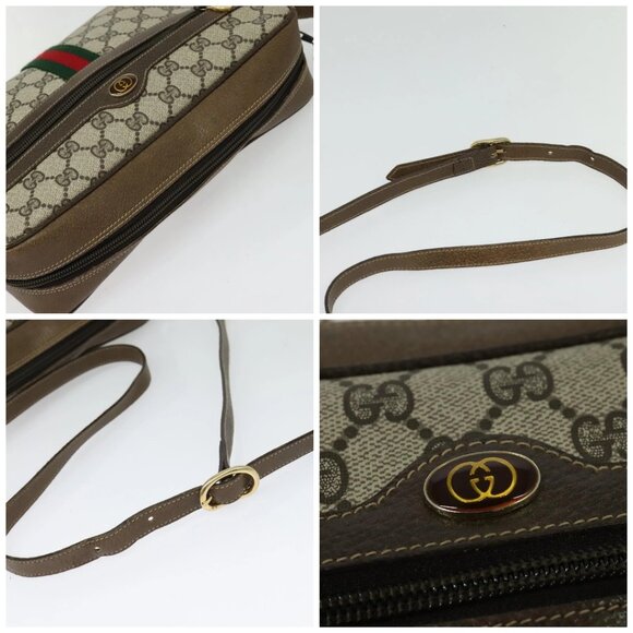 GUCCI GG Supreme Web Sherry Line Shoulder Bag PVC Beige Gold Red Auth ep10859 - Picture 16 of 16